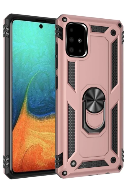 Uray store Samsung Galaxy A71 Kılıf Sofya Yüzüklü Silikon Kapak - Rose
