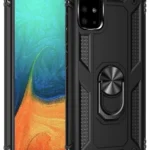 Uray store Samsung Galaxy A71 Kılıf Sofya Yüzüklü Silikon Kapak - Siyah
