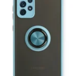 Uray store Samsung Galaxy A72 Kılıf Montreal Yüzüklü Silikon Kapak - Buz Mavi