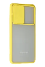 Uray store Samsung Galaxy A72 Kılıf Palm Buzlu Kamera Sürgülü Silikon - Sarı - Görsel 3