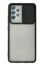 Uray store Samsung Galaxy A72 Kılıf Palm Buzlu Kamera Sürgülü Silikon - Siyah