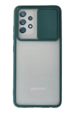 Uray store Samsung Galaxy A72 Kılıf Palm Buzlu Kamera Sürgülü Silikon - Yeşil