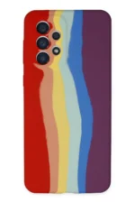 Uray store Samsung Galaxy A73 5G Kılıf Ebruli Lansman Silikon - Kırmızı-Mor