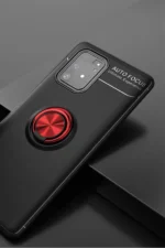 Uray store Samsung Galaxy A91 / S10 Lite Kılıf Range Yüzüklü Silikon - Siyah-Kırmızı - Görsel 2