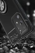 Uray store Samsung Galaxy A91 / S10 Lite Kılıf Range Yüzüklü Silikon - Siyah-Kırmızı - Görsel 5