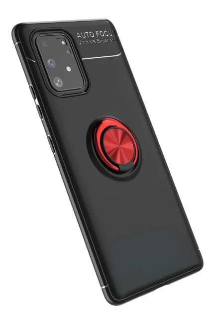 Uray store Samsung Galaxy A91 / S10 Lite Kılıf Range Yüzüklü Silikon - Siyah-Kırmızı
