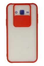 Uray store Samsung Galaxy J7 Kılıf Palm Buzlu Kamera Sürgülü Silikon - Kırmızı