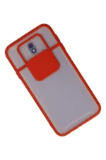 Uray store Samsung Galaxy J7 Pro / J730 Kılıf Palm Buzlu Kamera Sürgülü Silikon - Kırmızı - Görsel 2