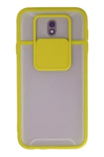 Uray store Samsung Galaxy J7 Pro / J730 Kılıf Palm Buzlu Kamera Sürgülü Silikon - Sarı