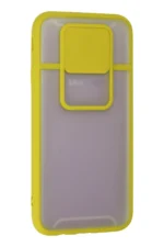 Uray store Samsung Galaxy J7 Pro / J730 Kılıf Palm Buzlu Kamera Sürgülü Silikon - Sarı - Görsel 3