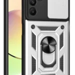 Uray store Samsung Galaxy M15 Kılıf Pars Lens Yüzüklü Silikon - Gümüş