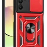 Uray store Samsung Galaxy M15 Kılıf Pars Lens Yüzüklü Silikon - Kırmızı