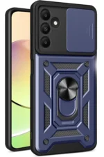 Uray store Samsung Galaxy M15 Kılıf Pars Lens Yüzüklü Silikon - Lacivert