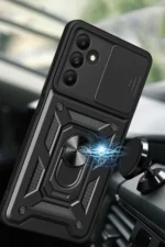 Uray store Samsung Galaxy M15 Kılıf Pars Lens Yüzüklü Silikon - Siyah - Görsel 2