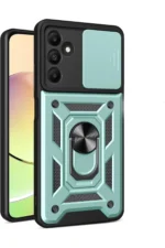 Uray store Samsung Galaxy M15 Kılıf Pars Lens Yüzüklü Silikon - Yeşil