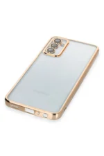Uray store Samsung Galaxy M23 Kılıf Razer Lensli Silikon - Gold - Görsel 4