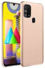 Uray store Samsung Galaxy M31 Kılıf Nano içi Kadife Silikon - Pudra