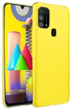Uray store Samsung Galaxy M31 Kılıf Nano içi Kadife Silikon - Sarı