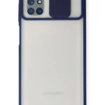 Uray store Samsung Galaxy M51 Kılıf Palm Buzlu Kamera Sürgülü Silikon - Lacivert