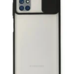 Uray store Samsung Galaxy M51 Kılıf Palm Buzlu Kamera Sürgülü Silikon - Siyah