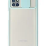 Uray store Samsung Galaxy M51 Kılıf Palm Buzlu Kamera Sürgülü Silikon - Turkuaz
