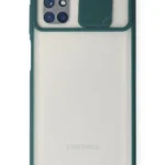 Uray store Samsung Galaxy M51 Kılıf Palm Buzlu Kamera Sürgülü Silikon - Yeşil