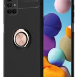Uray store Samsung Galaxy M51 Kılıf Range Yüzüklü Silikon - Siyah-Gold