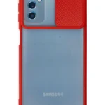 Uray store Samsung Galaxy M52 5G Kılıf Palm Buzlu Kamera Sürgülü Silikon - Kırmızı