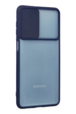 Uray store Samsung Galaxy M52 5G Kılıf Palm Buzlu Kamera Sürgülü Silikon - Lacivert - Görsel 2
