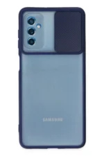 Uray store Samsung Galaxy M52 5G Kılıf Palm Buzlu Kamera Sürgülü Silikon - Lacivert