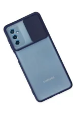 Uray store Samsung Galaxy M52 5G Kılıf Palm Buzlu Kamera Sürgülü Silikon - Lacivert - Görsel 3