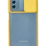 Uray store Samsung Galaxy M52 5G Kılıf Palm Buzlu Kamera Sürgülü Silikon - Sarı