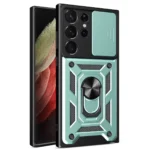 Uray store Samsung Galaxy S23 Ultra Kılıf Pars Lens Yüzüklü Silikon - Yeşil