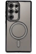 Uray store Samsung Galaxy S24 Ultra Kılıf Joke Simli Magneticsafe Kılıf - Siyah - Görsel 2