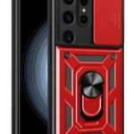Uray store Samsung Galaxy S24 Ultra Kılıf Pars Lens Yüzüklü Silikon - Kırmızı