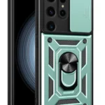 Uray store Samsung Galaxy S24 Ultra Kılıf Pars Lens Yüzüklü Silikon - Yeşil