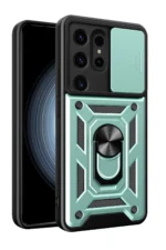 Uray store Samsung Galaxy S24 Ultra Kılıf Pars Lens Yüzüklü Silikon - Yeşil