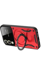 Uray store Samsung Galaxy S25 Edge Kılıf Joy Lens Standlı Kapak - Kırmızı - Görsel 2