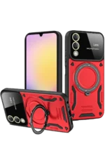 Uray store Samsung Galaxy S25 Edge Kılıf Joy Lens Standlı Kapak - Kırmızı
