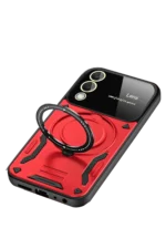 Uray store Samsung Galaxy S25 Edge Kılıf Joy Lens Standlı Kapak - Kırmızı - Görsel 3