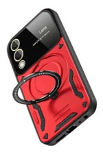 Uray store Samsung Galaxy S25 Edge Kılıf Joy Lens Standlı Kapak - Kırmızı - Görsel 4