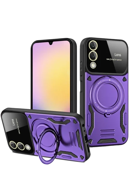 Uray store Samsung Galaxy S25 Edge Kılıf Joy Lens Standlı Kapak - Mor