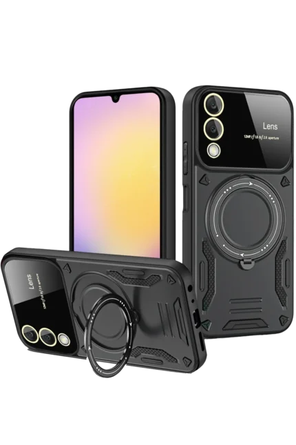 Uray store Samsung Galaxy S25 Edge Kılıf Joy Lens Standlı Kapak - Siyah