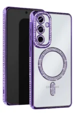 Uray store Samsung Galaxy S25 Kılıf Joke Simli Magneticsafe Kılıf - Derin Mor