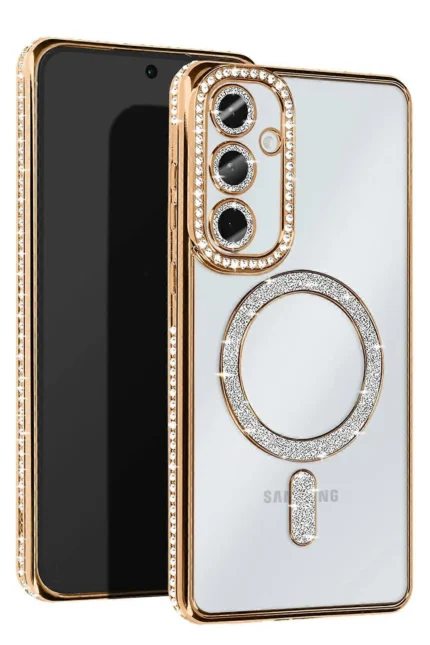 Uray store Samsung Galaxy S25 Kılıf Joke Simli Magneticsafe Kılıf - Gold