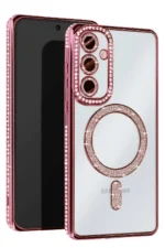 Uray store Samsung Galaxy S25 Kılıf Joke Simli Magneticsafe Kılıf - Pembe