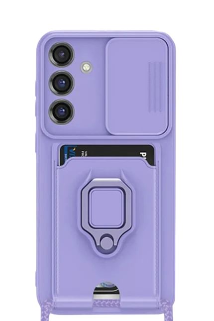Uray store Samsung Galaxy S25 Plus Kılıf Zuma Kartvizitli Yüzüklü Silikon - Lila