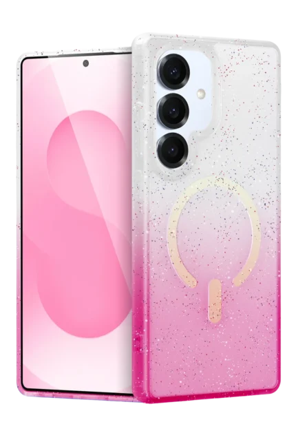 Uray store Samsung Galaxy S25 Pummel Shiny Magsafe Kapak - Pembe