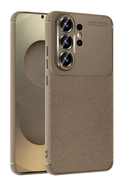 Uray store Samsung Galaxy S26 Ultra Auto Focus Karbon Kapak - Kahverengi