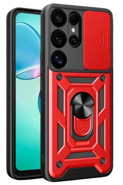 Uray store Samsung Galaxy S26 Ultra Pars Lens Yüzüklü Silikon - Kırmızı